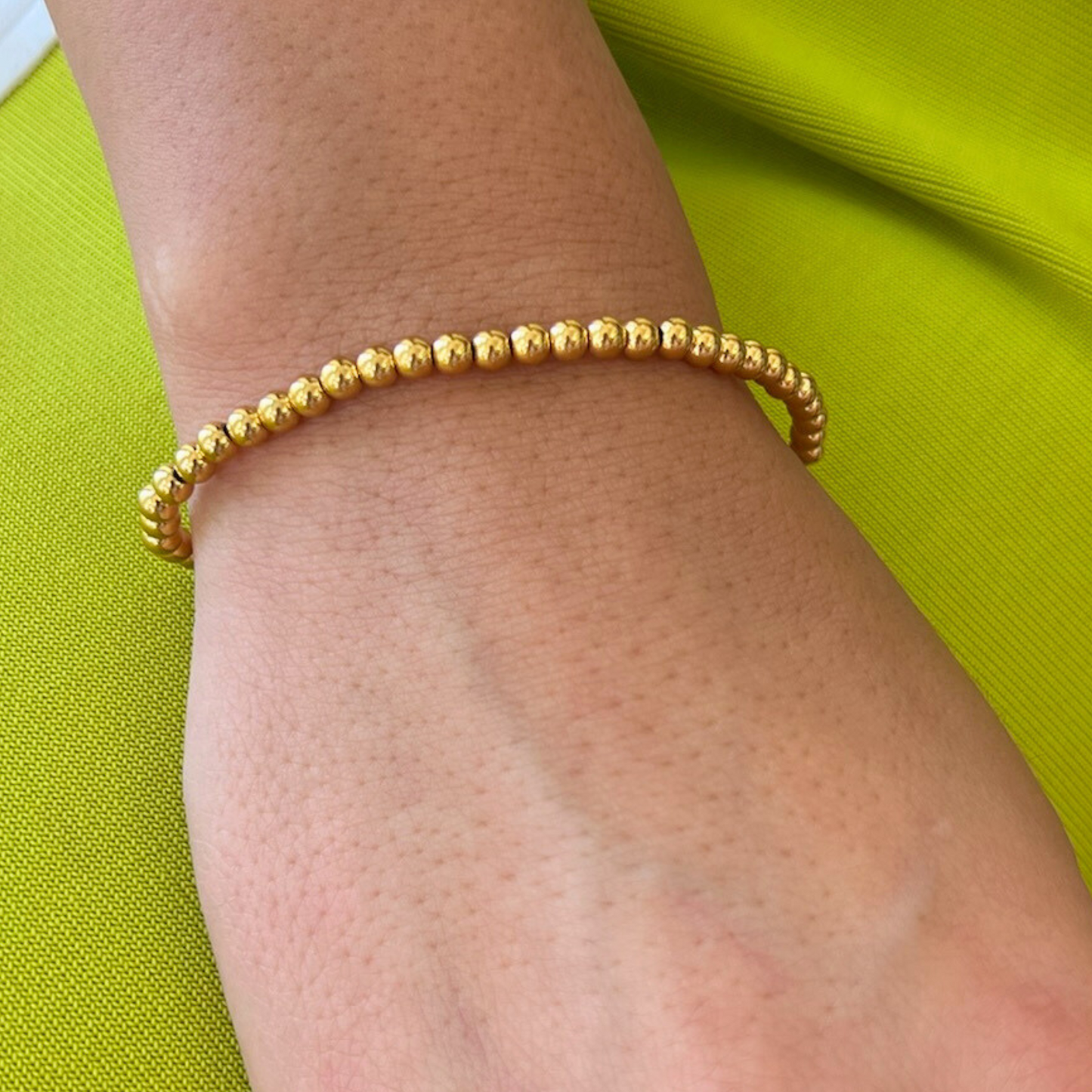 4mm Gold Bead Stretch Bracelet