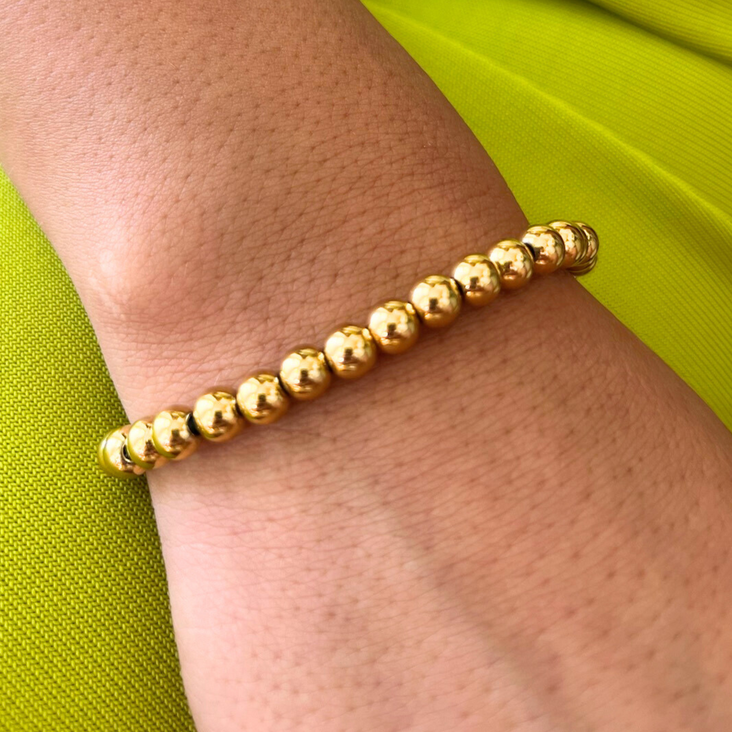 6mm Gold Bead Stretch Bracelet