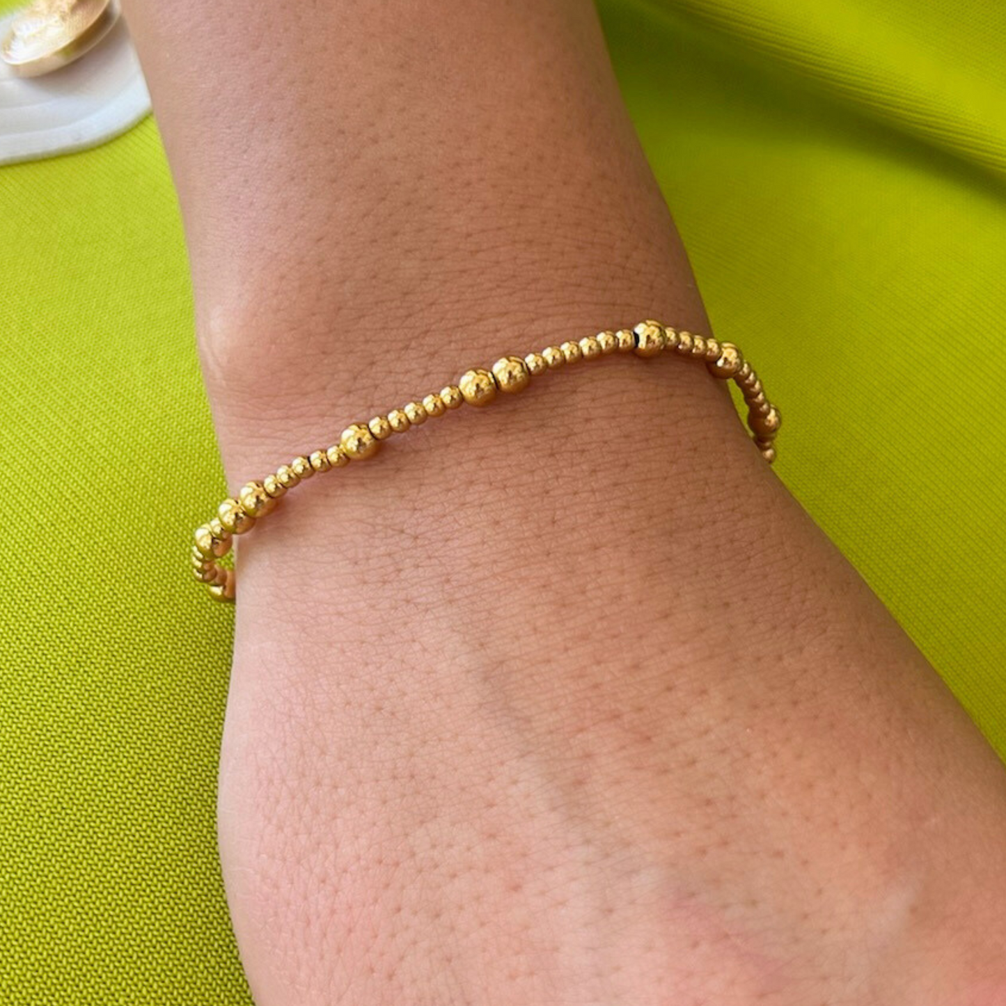 2mm & 4mm Gold Bead Stretch Bracelet