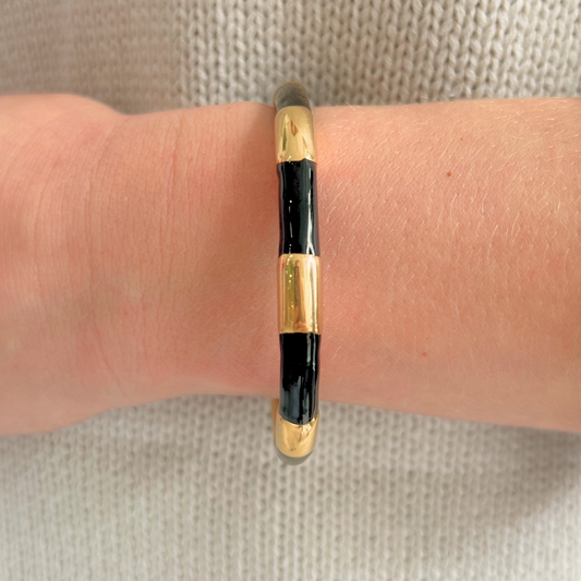 Gold & Black Enamel Cuff