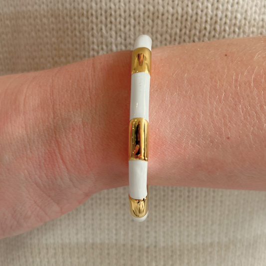 Gold & White Enamel Cuff