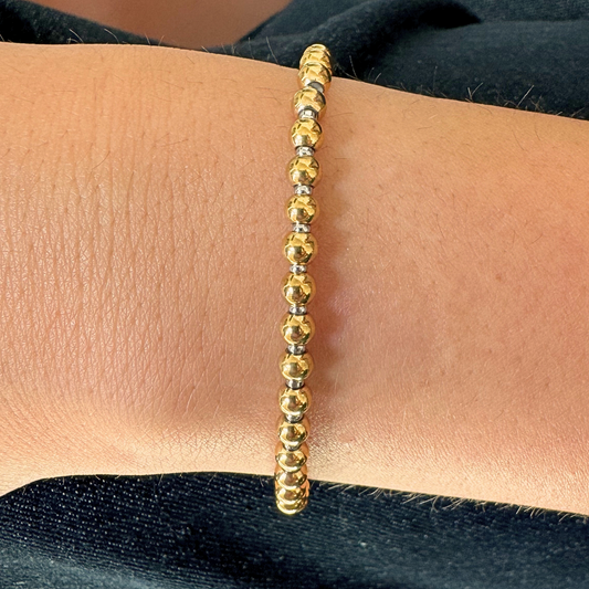 4mm gold and 2mm silver beaded bracelet