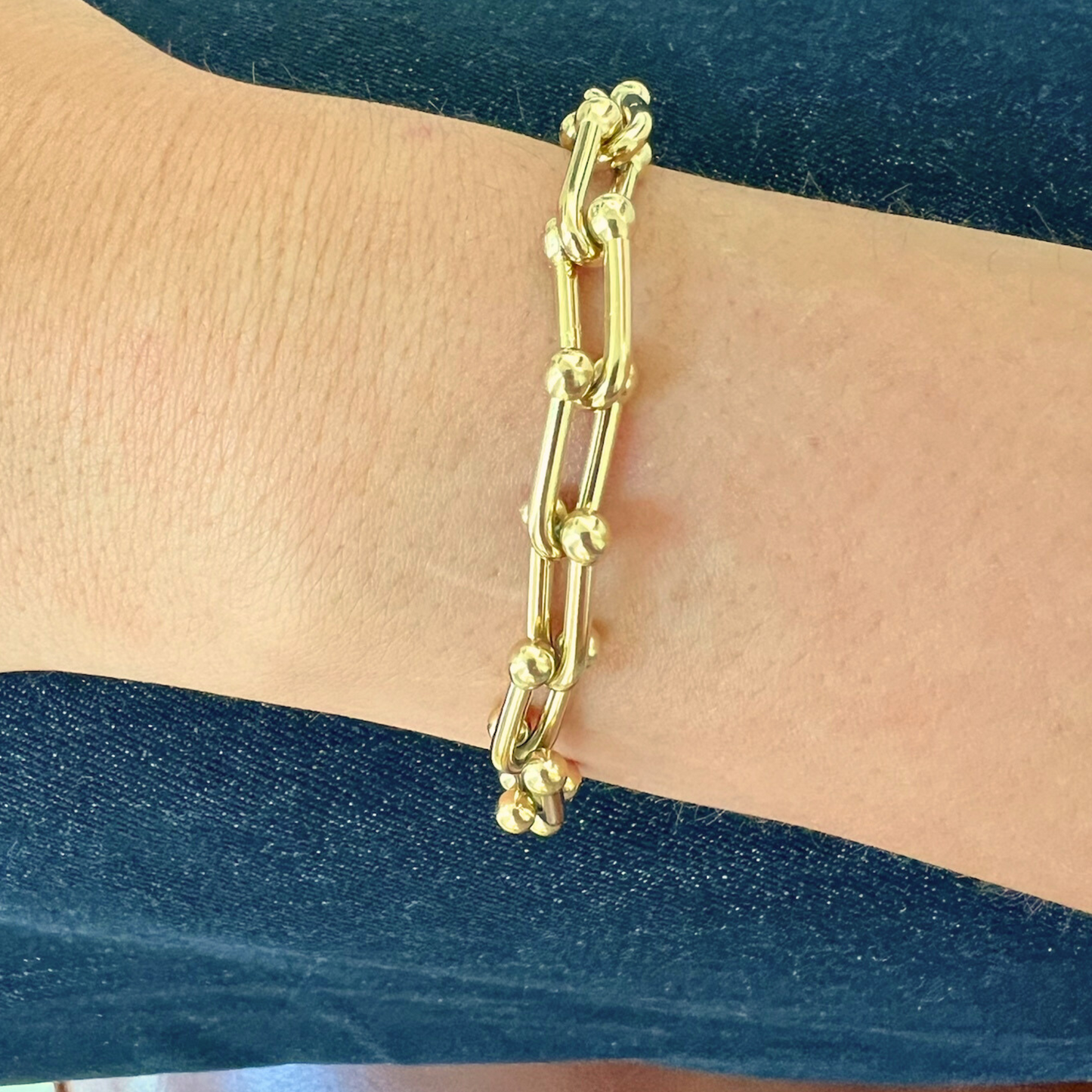 Gold Beaded Link Bracelet