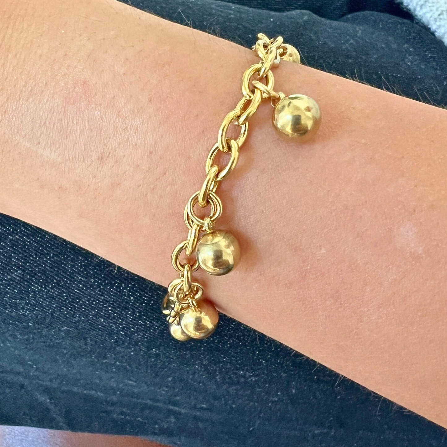 Gold Chain Bracelet with Gold Balls