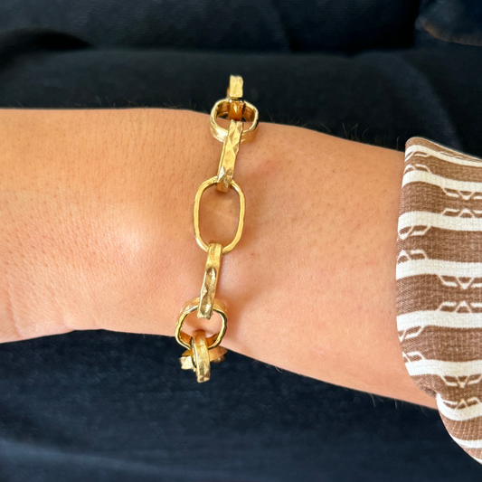 Brushed Gold Toggle Clasp Bracelet