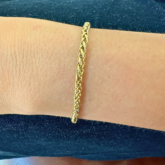 Gold 4mm Wheat Chain Bracelet