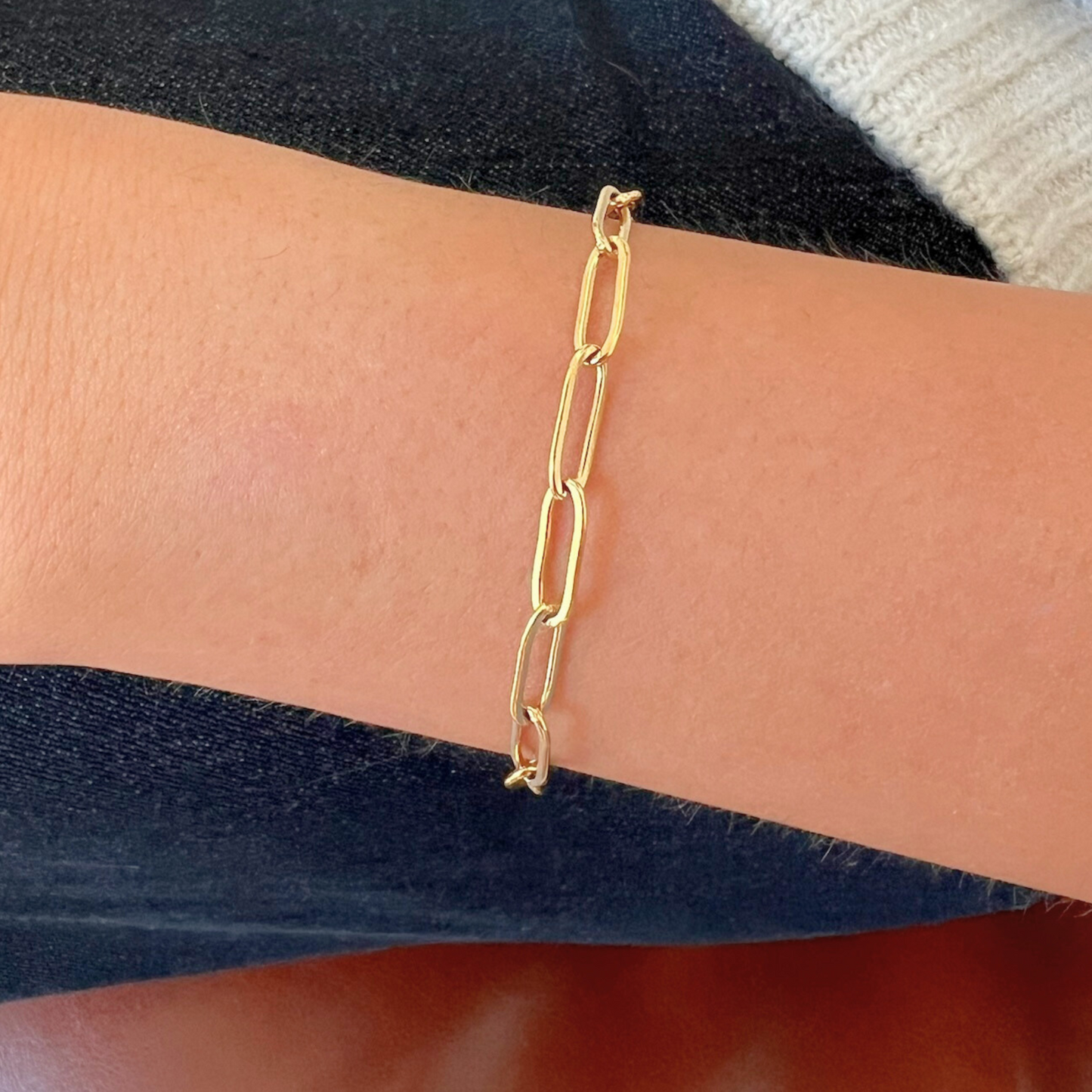 Gold Paperclip Bracelet- 7"