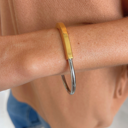 Two-Tone Gold & Silver Capsule Bangle