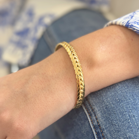 5mm Gold Wheat Cuff Bracelet