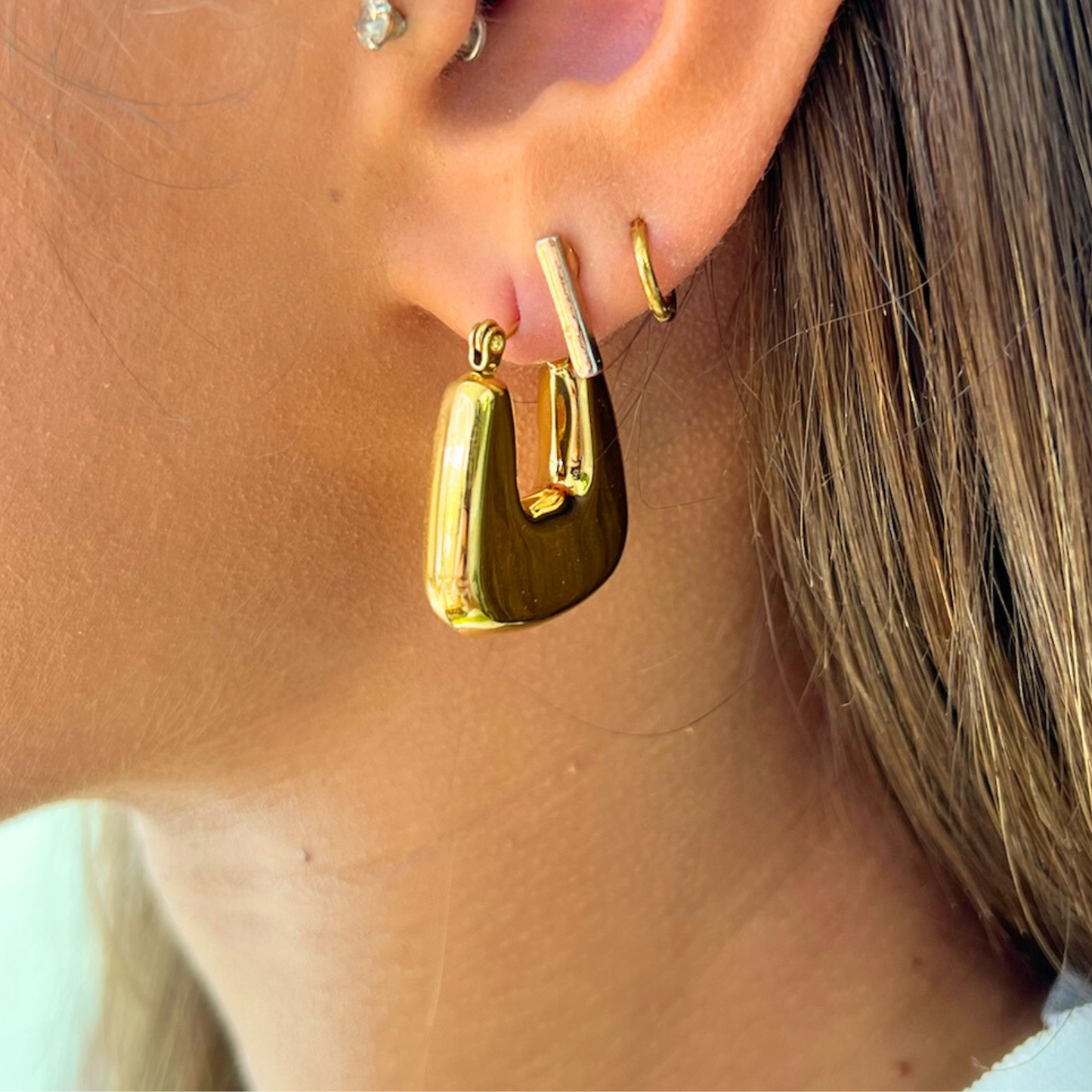 Gold Wide U-Shape Earring