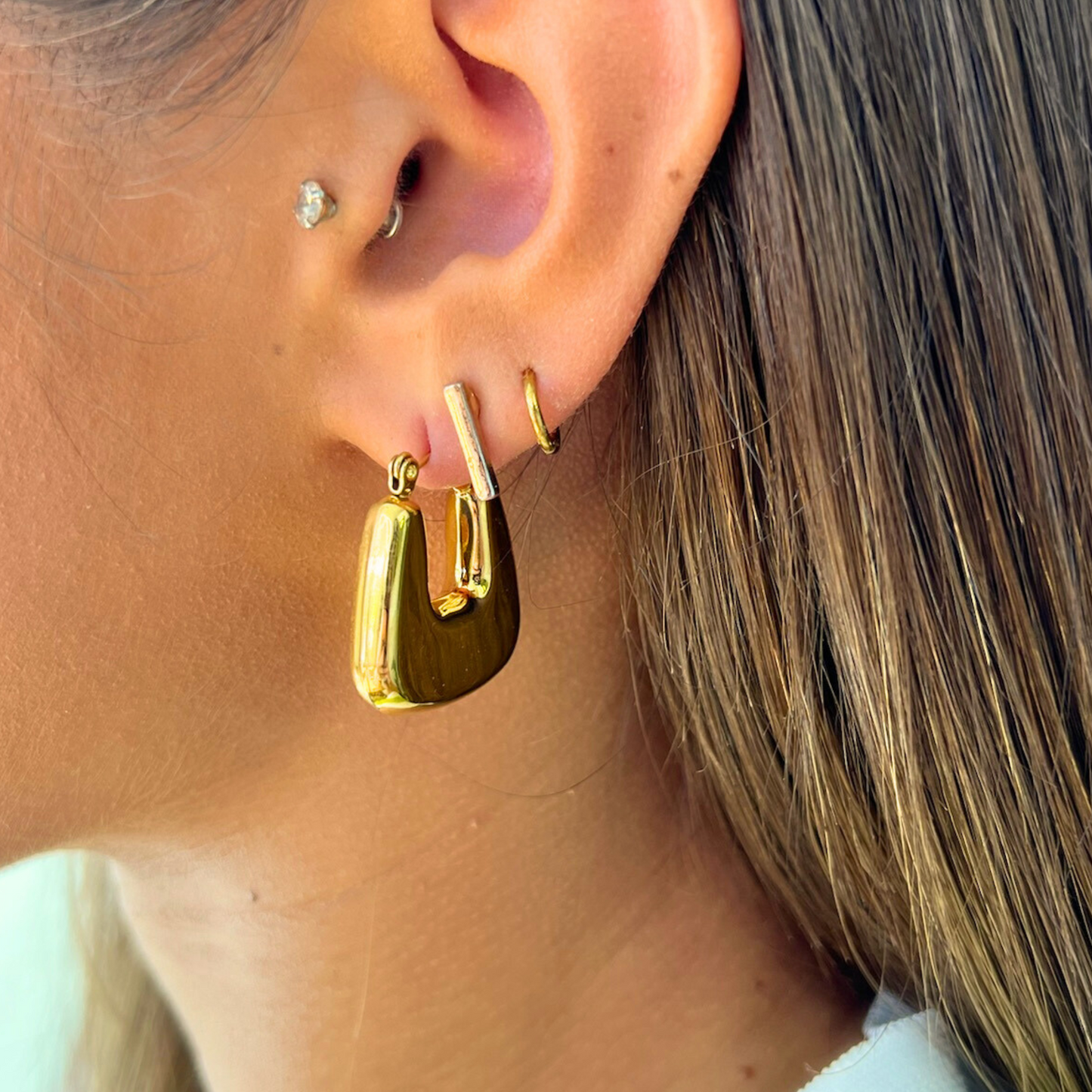 Gold Wide U-Shape Earring