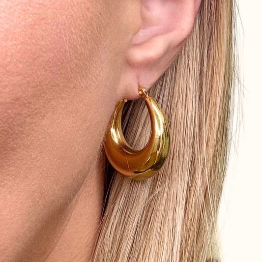 Gold Wide U-Shape Earring