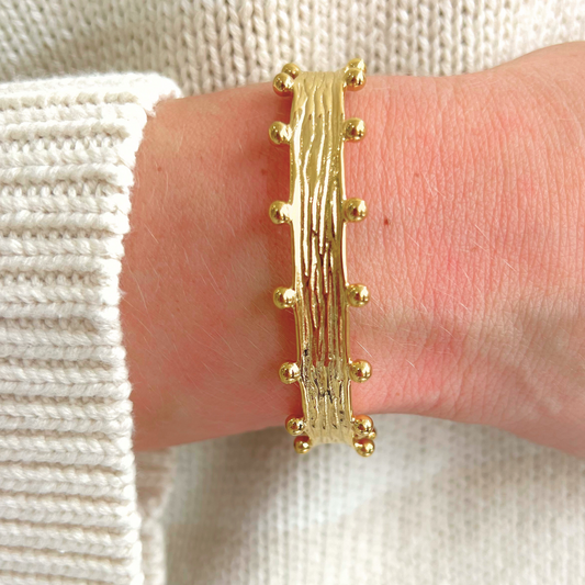 Gold Cuff with Ball Trim