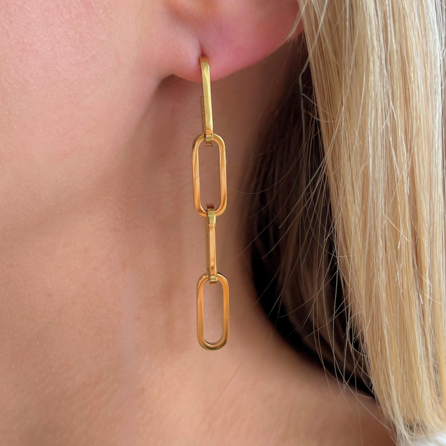 Gold Paperclip Earring