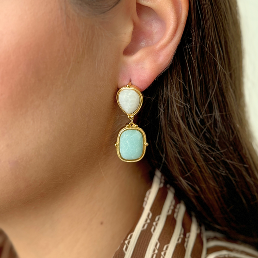 AMAZONITE NATURAL STONE DROP EARRING