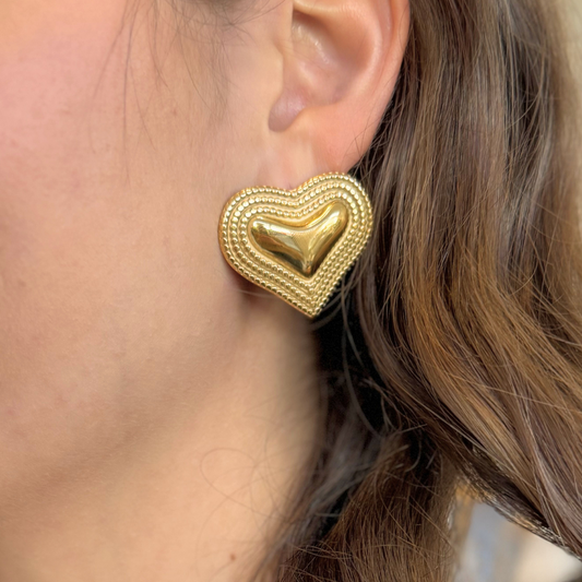 "Gemma"- Gold Bead Heart Earring