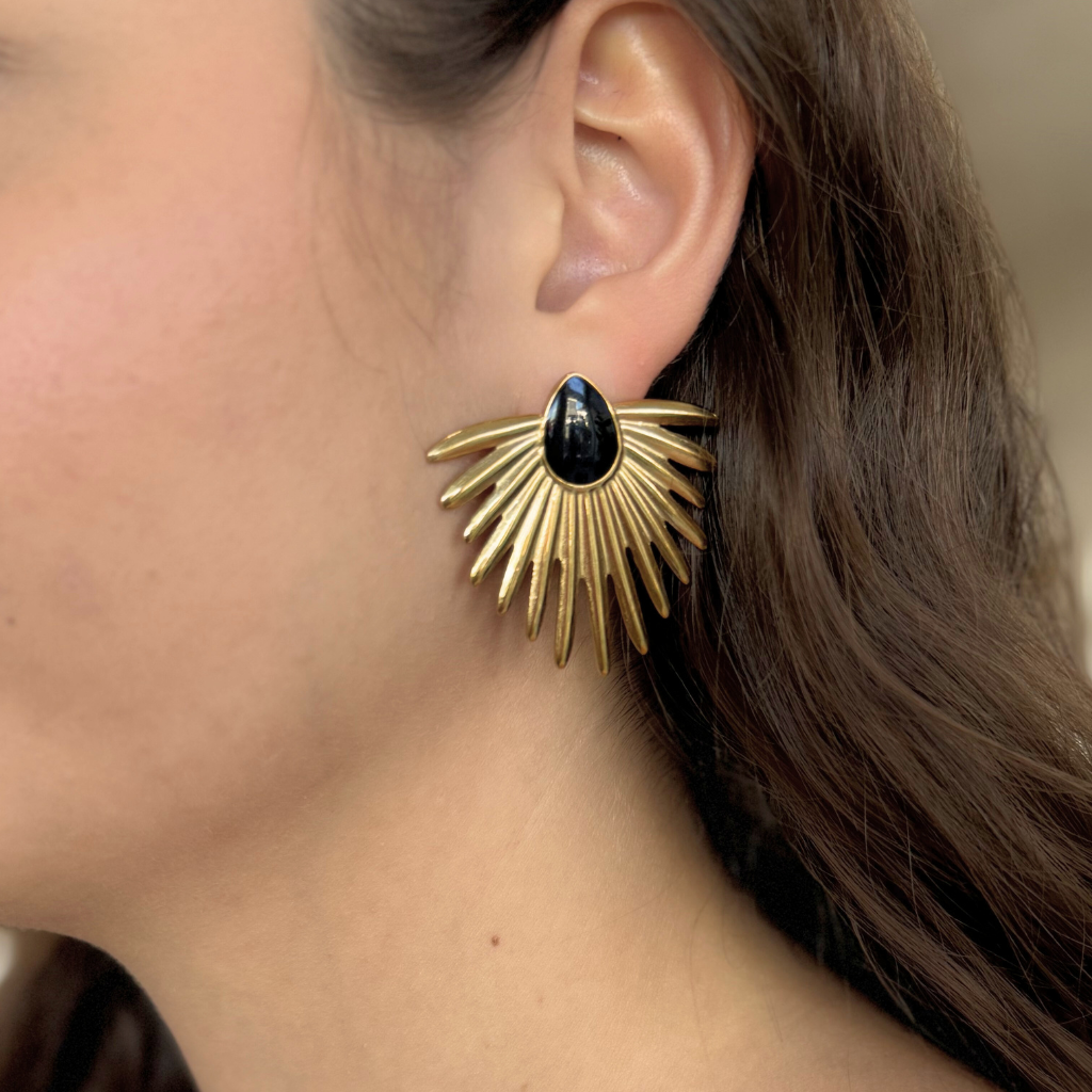 "Sienna"- Gold and Black Statement Earring