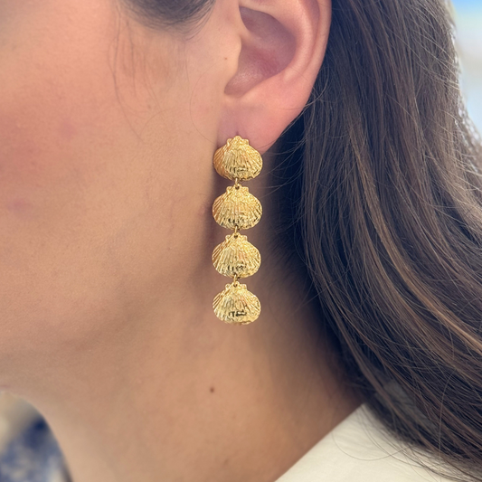 Gold Shell Drop Earrings