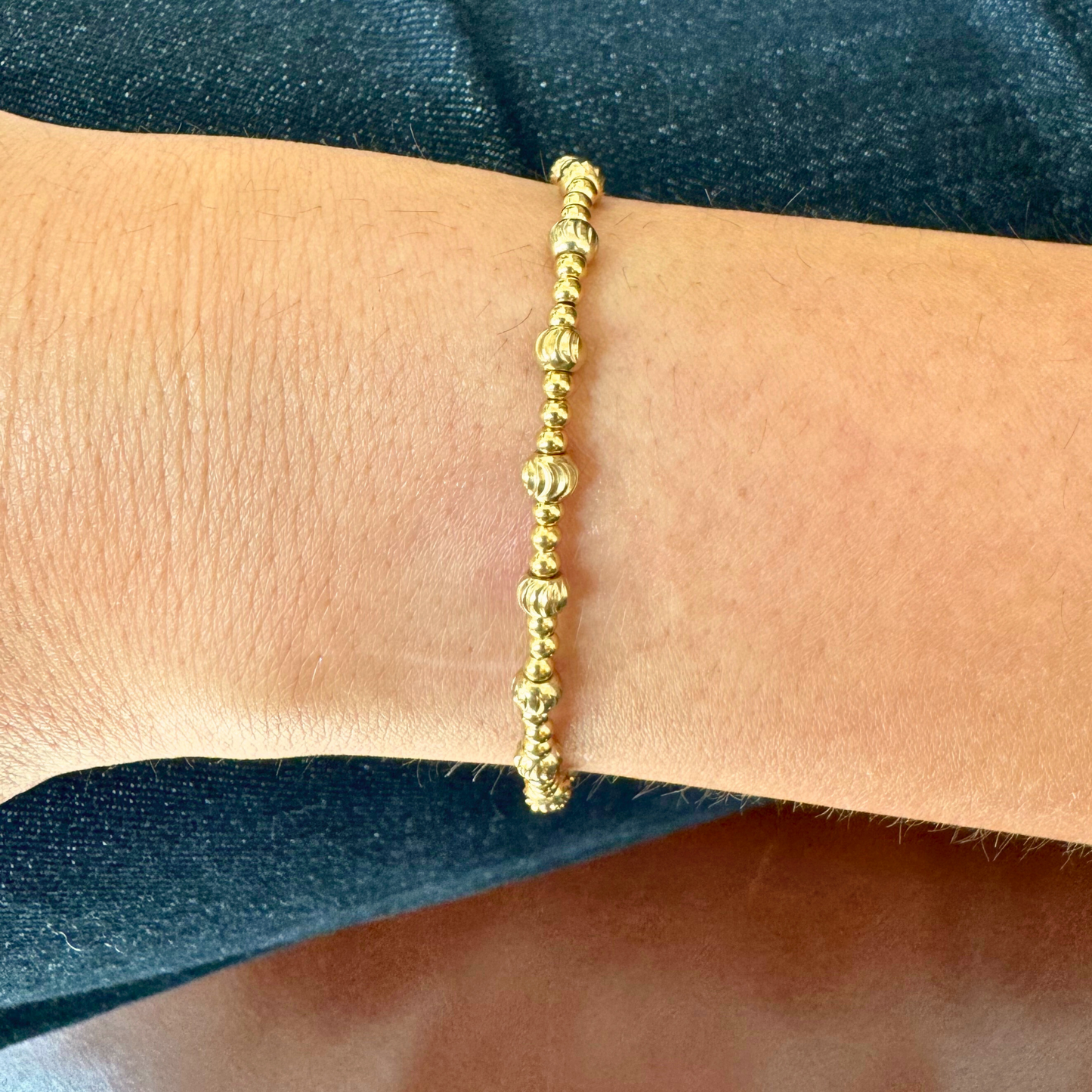 3mm Gold Bead and 4mm Gold Textured Bead Bracelet