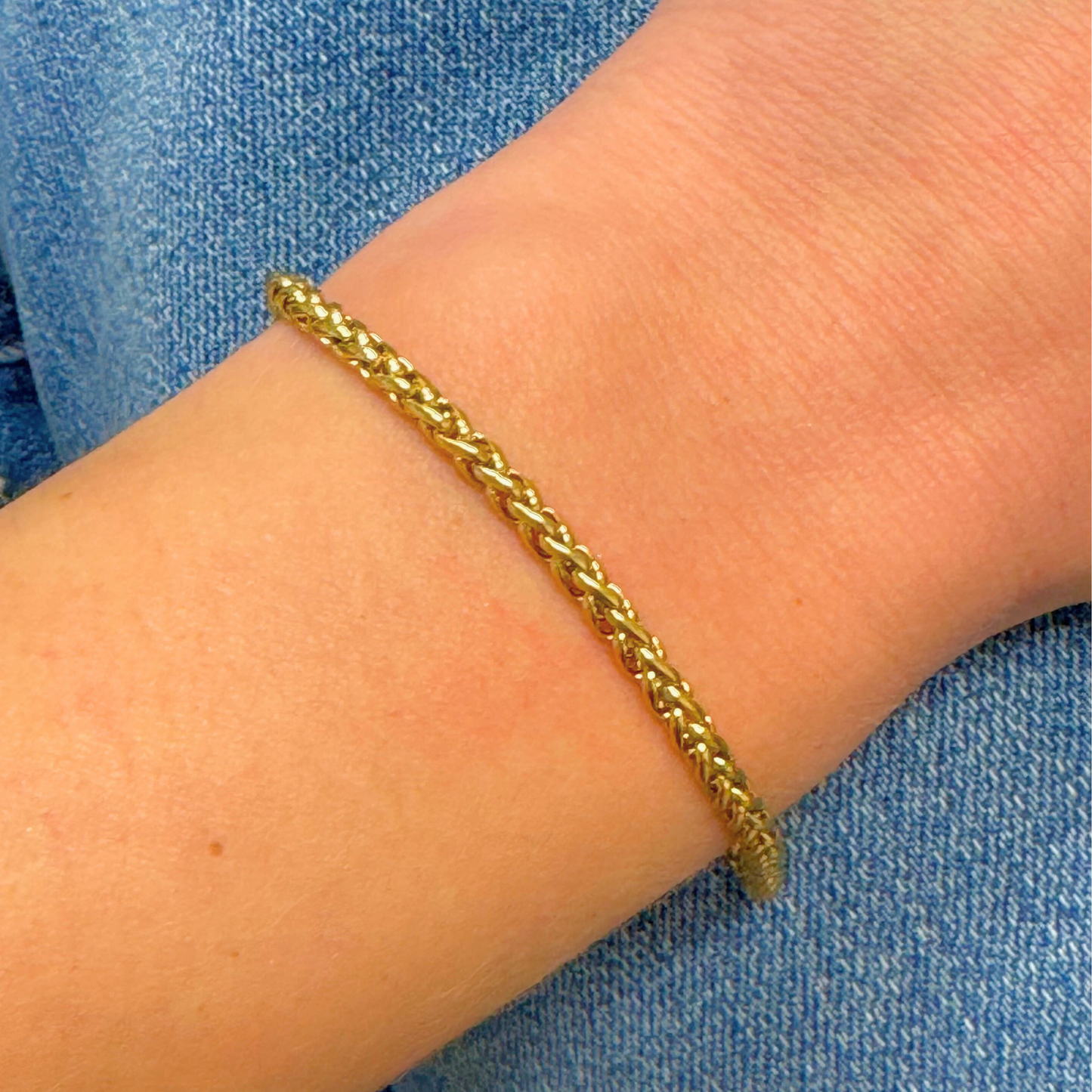 Gold 3mm Wheat Chain Bracelet