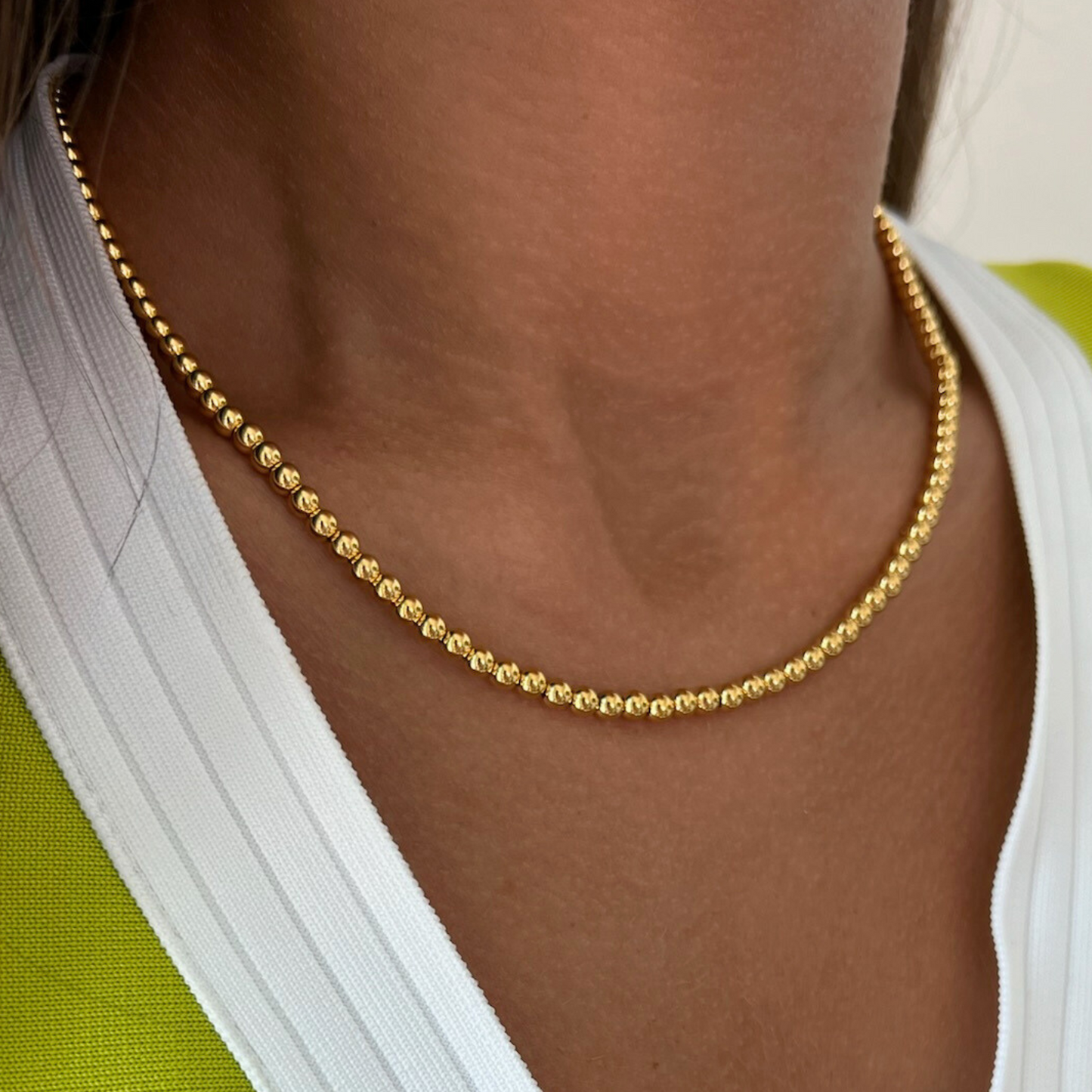 4mm Gold Bead Necklace