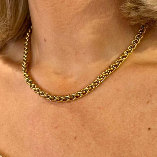 Gold 6mm Gold Wheat Chain 16"