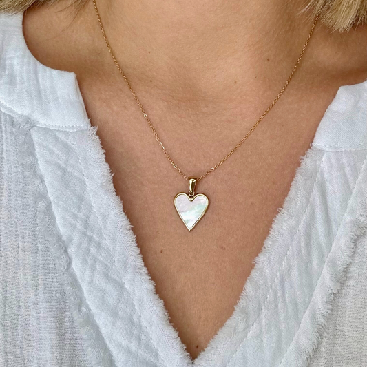 Mother-of-Pearl Gold Heart Necklace