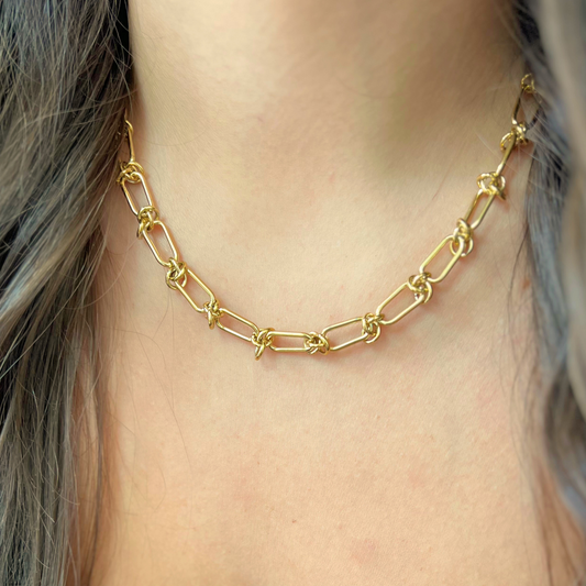 Gold Knot Link Chain Necklace