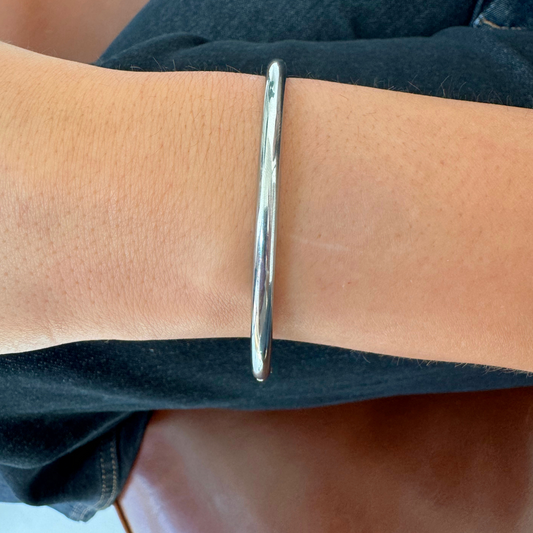 Silver Tube Bangle Bracelet