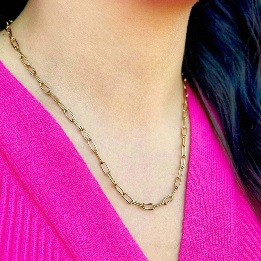 Gold Paperclip Necklace 16"